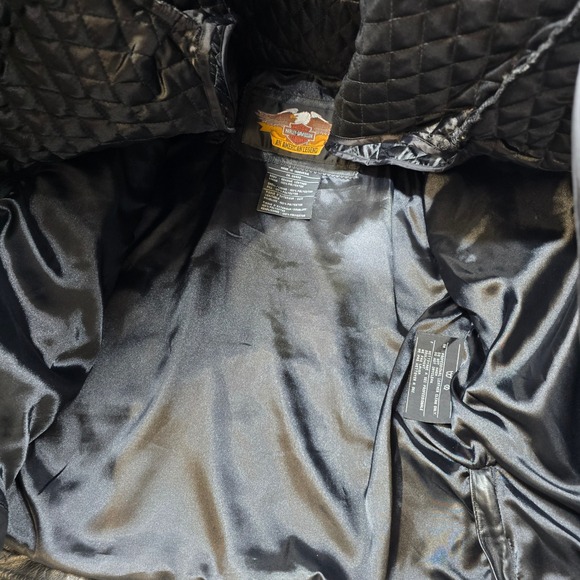 Harley Davidson Leather Motorcycle Jacket Womens Small Black Biker Moto 90's Y2K - Picture 11 of 16